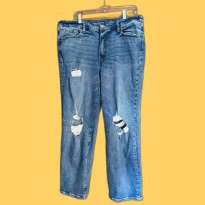 Old Navy Blue Boyfriend Jeans Distressed Style